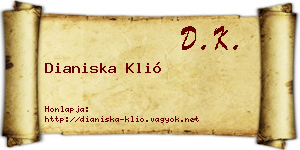 Dianiska Klió névjegykártya